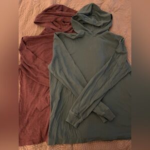 J. Crew Long Sleeve Hooded Tees - Green and Maroon